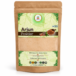 Vaishwik Prakruti Arjun Powder 100% Organic Ayurvedic Herbal Powder in Kraft Pouch on White Background