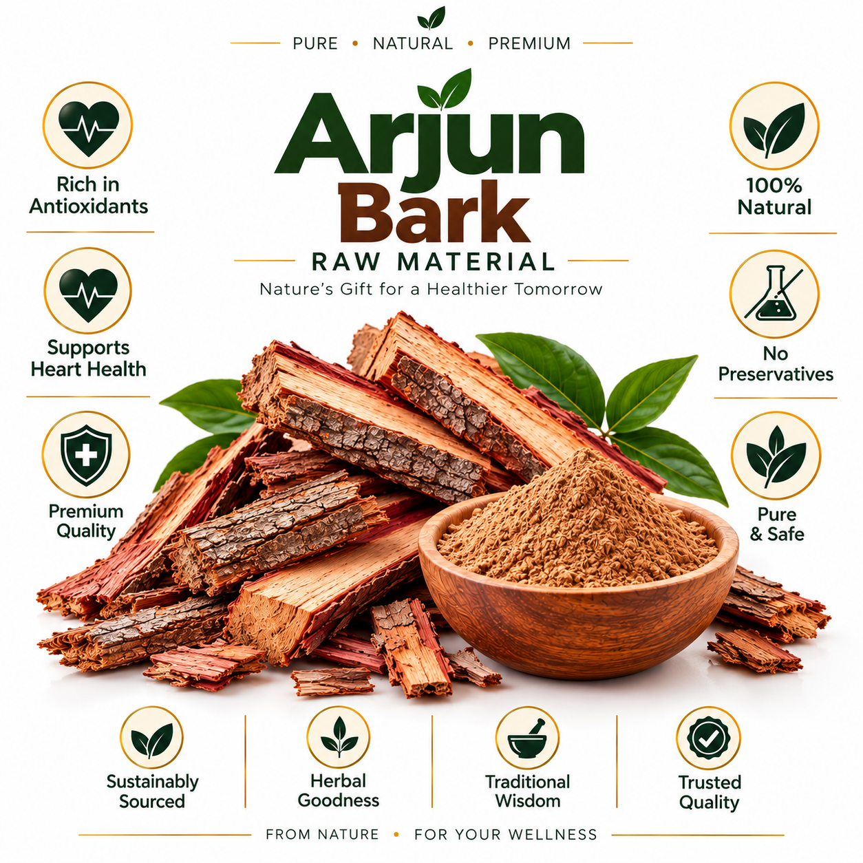Arjun Raw Material for Vaishwik Prakruti Arjun Powder – Dried Arjuna Bark