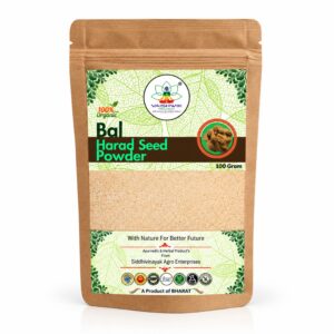 Vaishwik Prakruti Bal Harad Seed Powder 100g kraft pouch on a clean white background