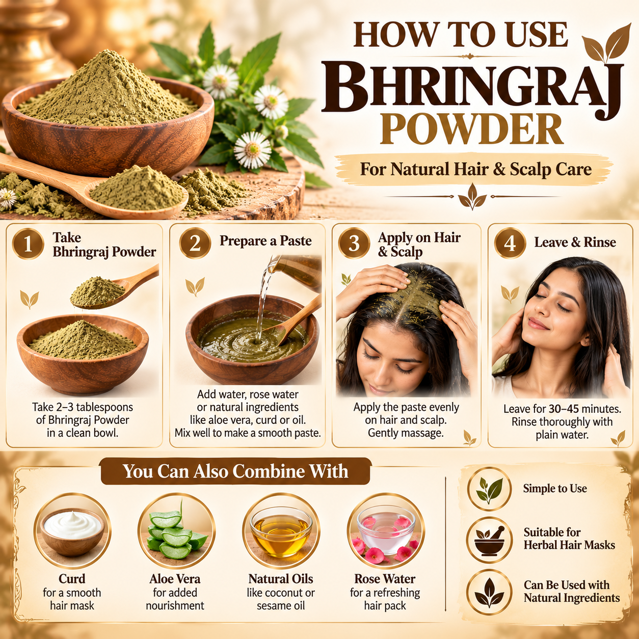 How to use Bhringraj Powder for a natural herbal hair and scalp care routine