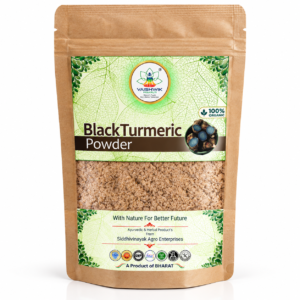 Vaishwik Prakruti Black Turmeric Powder 100% Organic in premium kraft pouch with transparent window