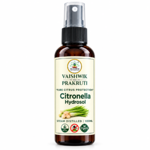 Vaishwik Prakruti Citronella Hydrosol 100ml spray bottle on white background