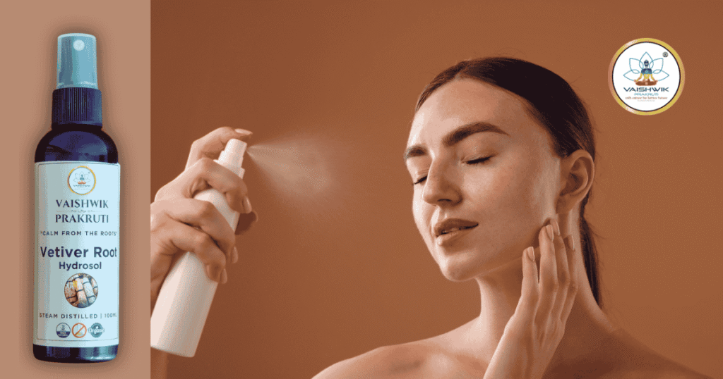 “Pure Vetiver Hydrosol for skin and hair care – natural ayurvedic toner and scalp hydration spray”