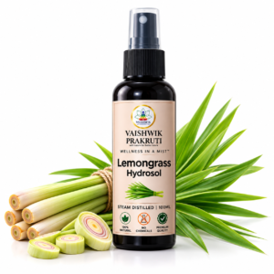 Vaishwik Prakruti Lemongrass Hydrosol 100 ml steam distilled botanical mist spray bottle with fresh lemongrass